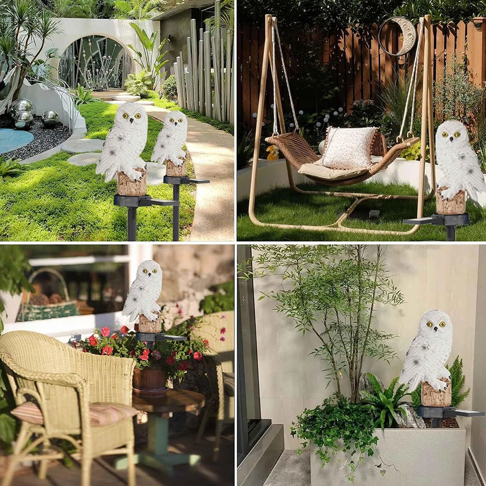Solar Powered Owl Garden Lamp Outdoor Set