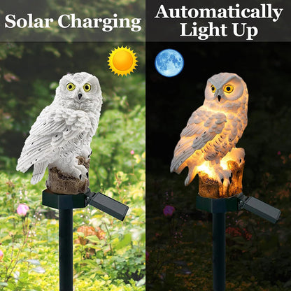 Solar Powered Owl Garden Lamp Outdoor Set