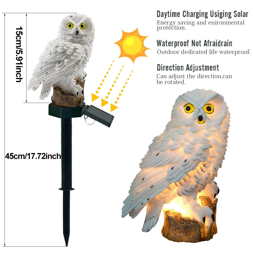 Solar Powered Owl Garden Lamp Outdoor Set