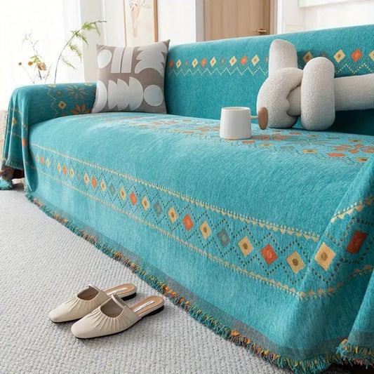 Stylish Fabric Fringe Couch Slipcover - Cofik