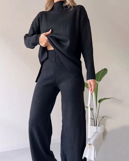 Chic Slit Casual Two-Piece Set