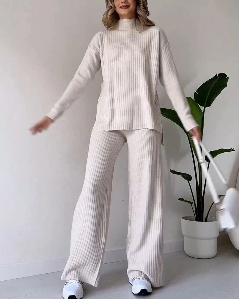 Chic Slit Casual Two-Piece Set
