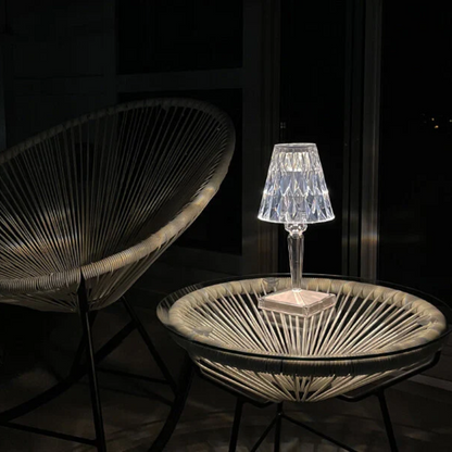 Elegant Glass Table Light with Crystal Accent