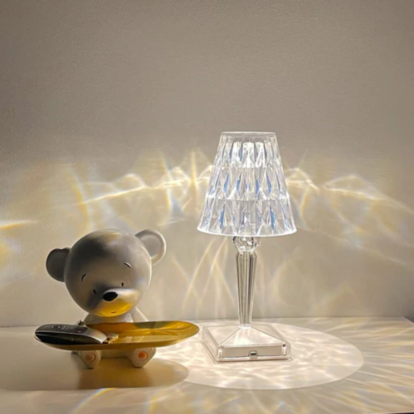 Elegant Glass Table Lamp with Crystal Accents