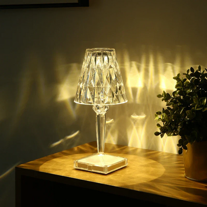 Elegant Glass Table Light with Crystal Accent