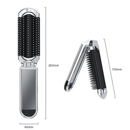 Portable Travel Mirror Brush Compact Folding Design