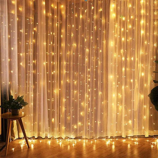 Christmas LED Curtain Lights with 8 Modes – Waterproof Indoor and Outdoor Decorations for Christmas