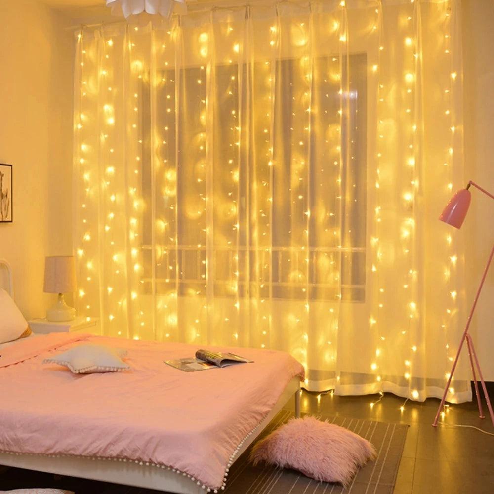 Christmas LED Curtain Lights with 8 Modes – Waterproof Indoor and Outdoor Decorations for Christmas