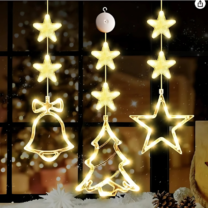 Christmas LED Window Hanging Lights – Festive Glowing Decorations