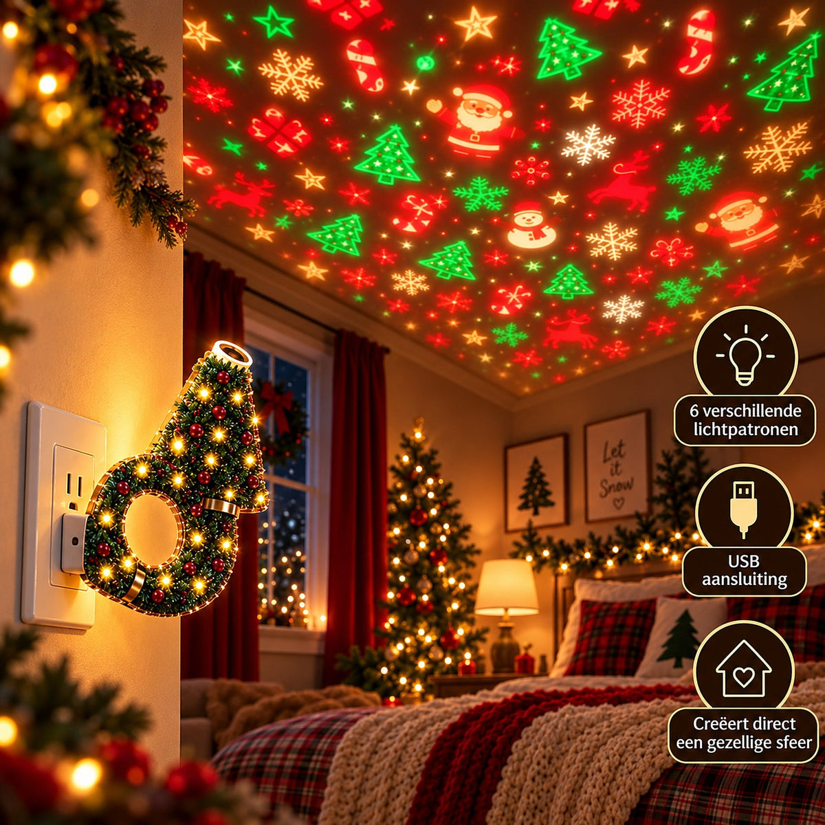 Christmas Projector - Christmas Tree-Shaped USB Projection Light
