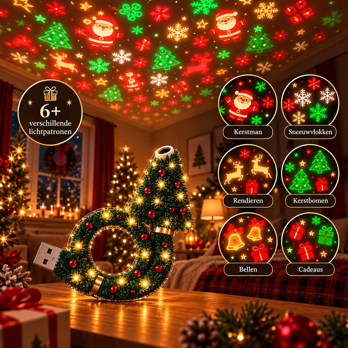 Christmas Projector - Christmas Tree-Shaped USB Projection Light