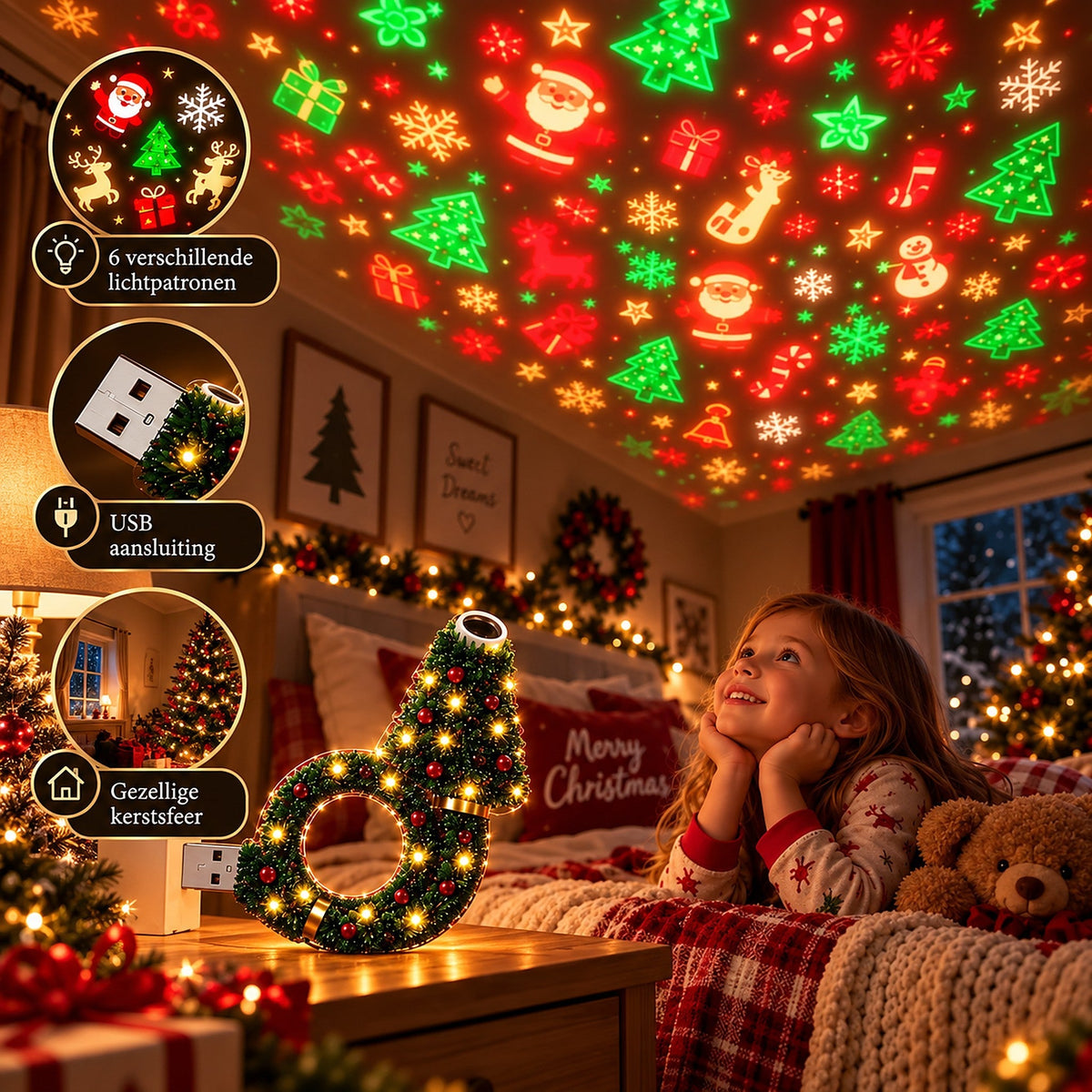Christmas Projector - Christmas Tree-Shaped USB Projection Light