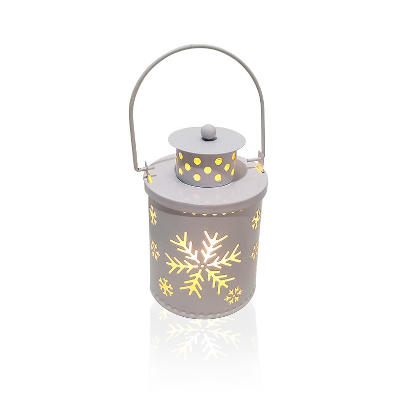 Christmas Tree Cutout Metal LED Lantern Tabletop Decoration