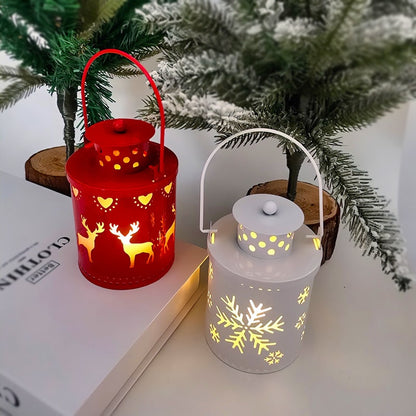 Christmas Tree Cutout Metal LED Lantern Tabletop Decoration