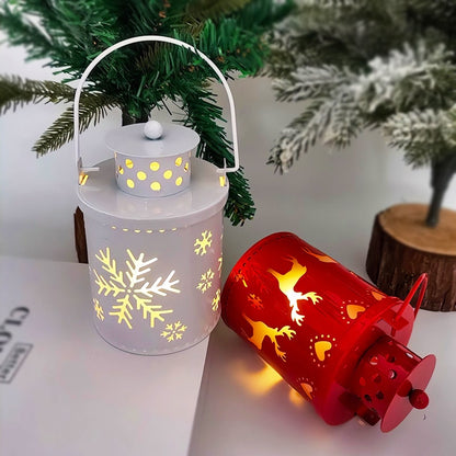 Christmas Tree Cutout Metal LED Lantern Tabletop Decoration