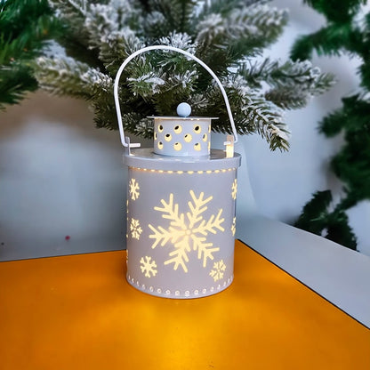 Christmas Tree Cutout Metal LED Lantern Tabletop Decoration