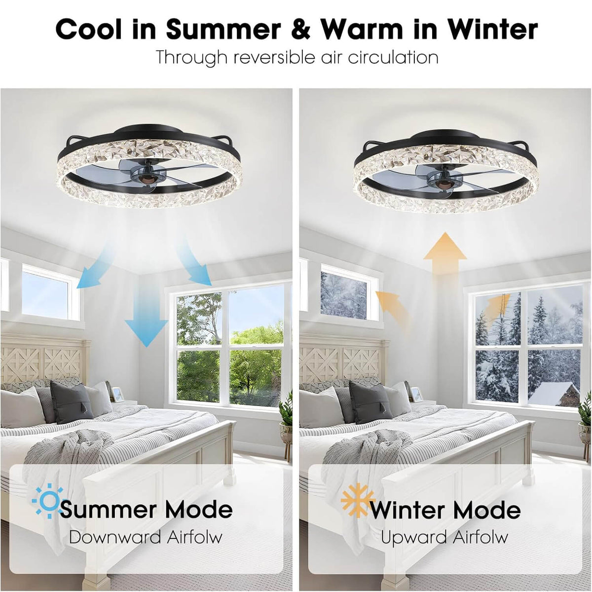 Stylish Black LED Ceiling Fan Light