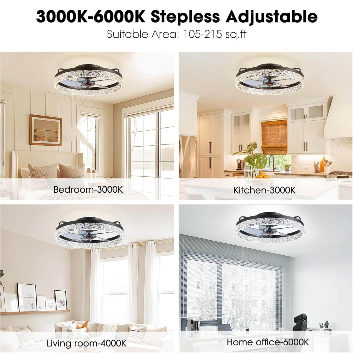 Stylish Black LED Ceiling Fan Light