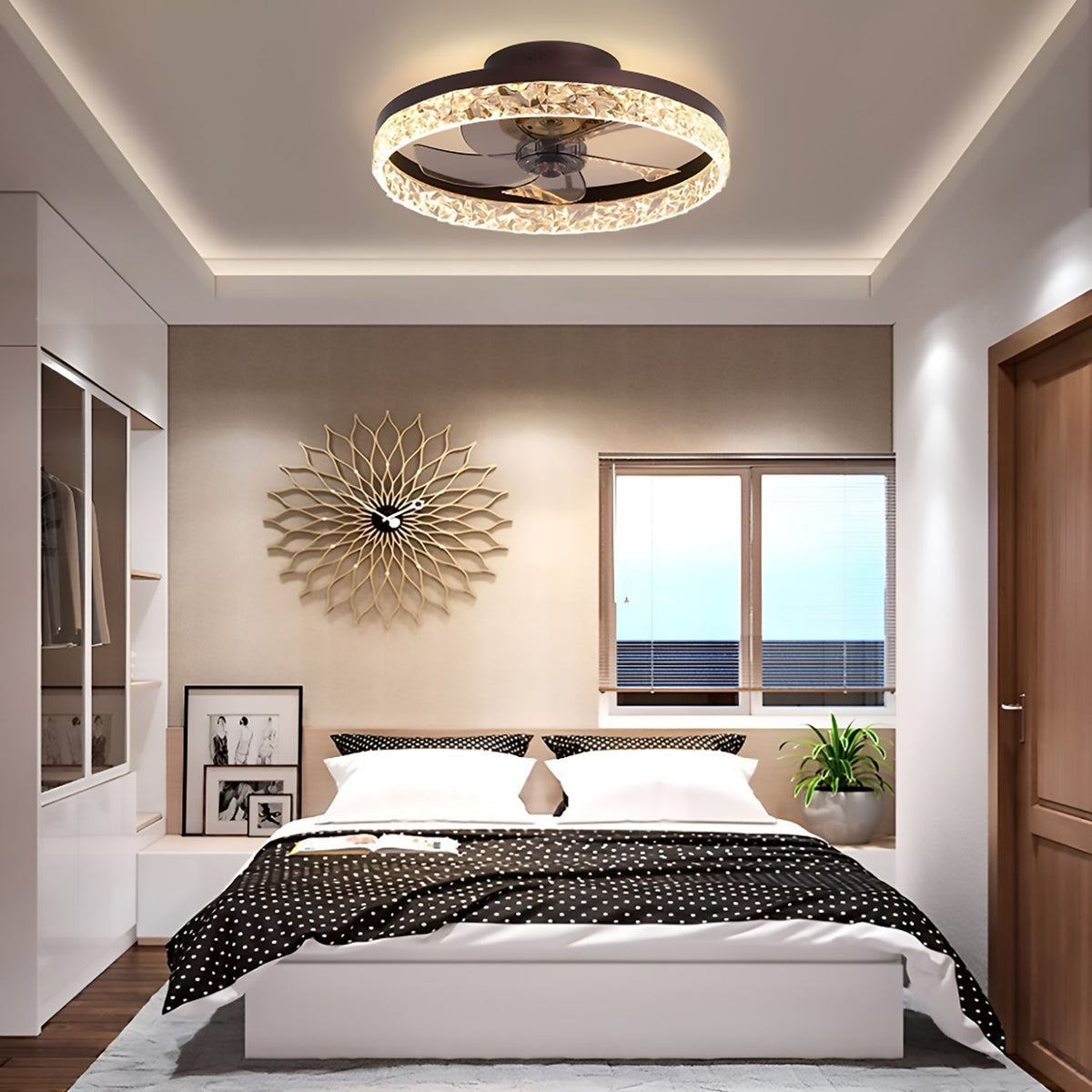 Stylish Black LED Ceiling Fan Light
