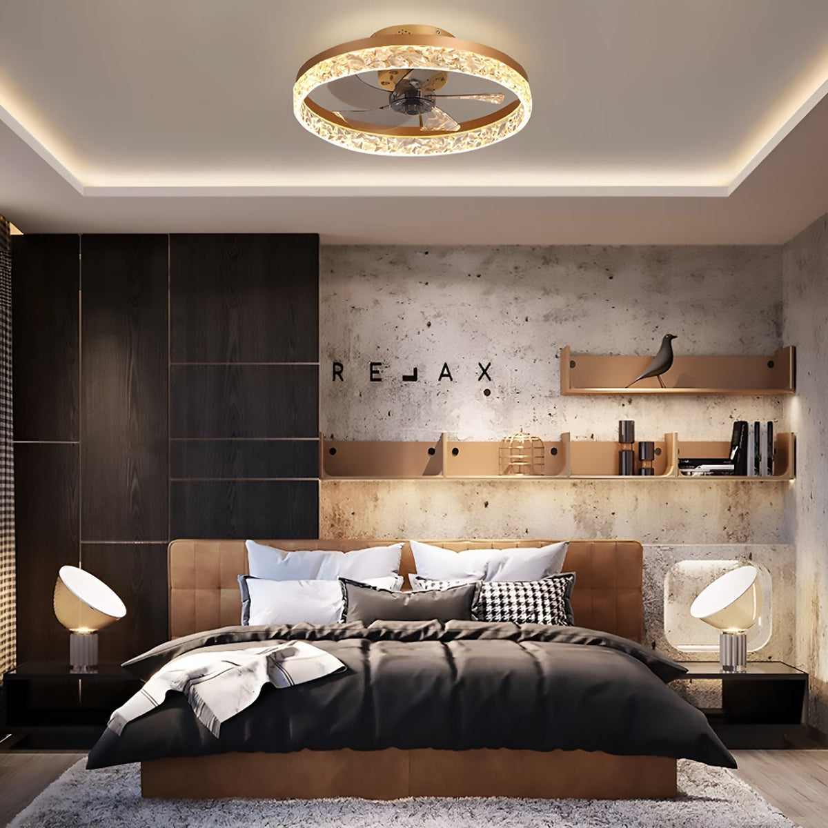 Stylish Black LED Ceiling Fan Light
