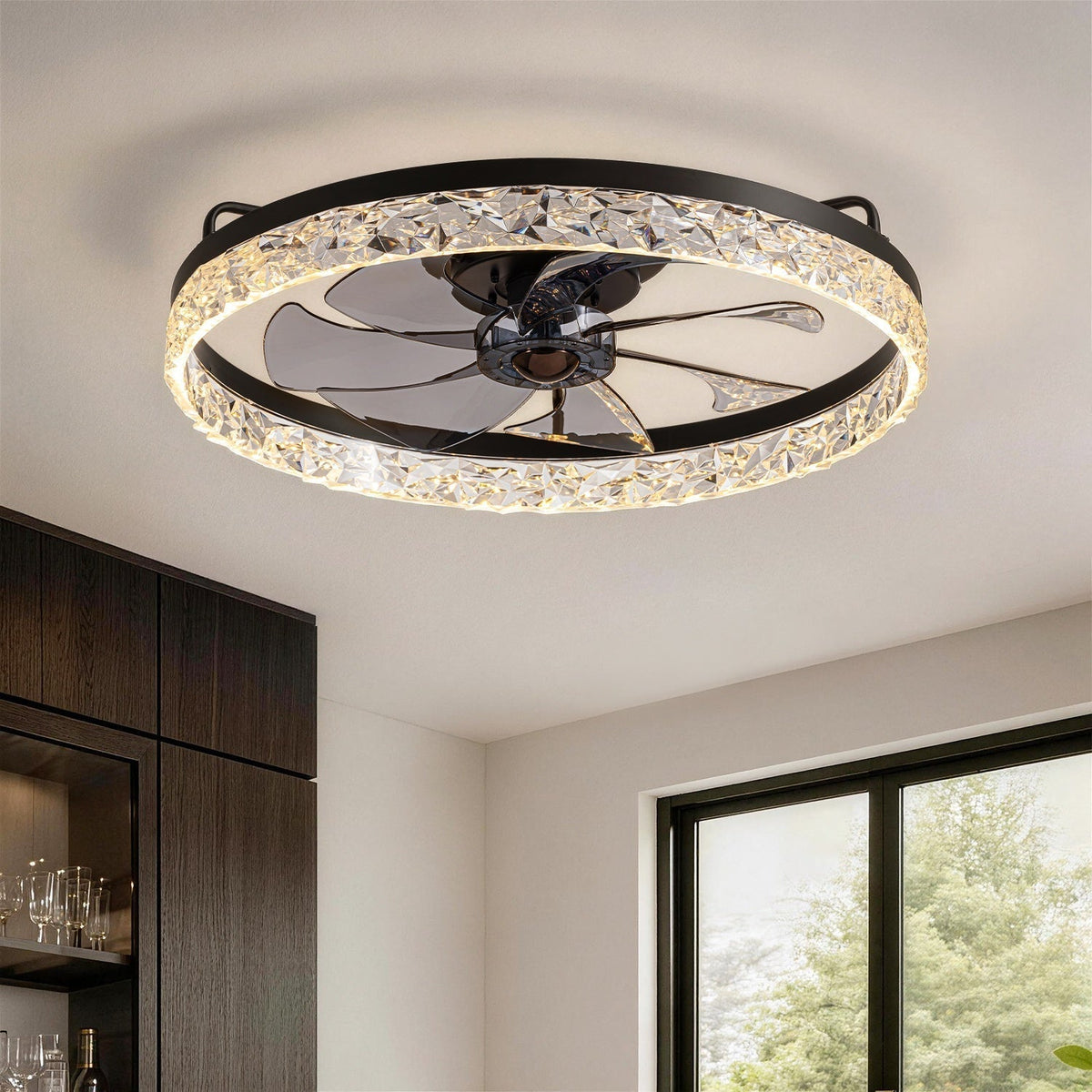 Stylish Black LED Ceiling Fan Light - Cofik