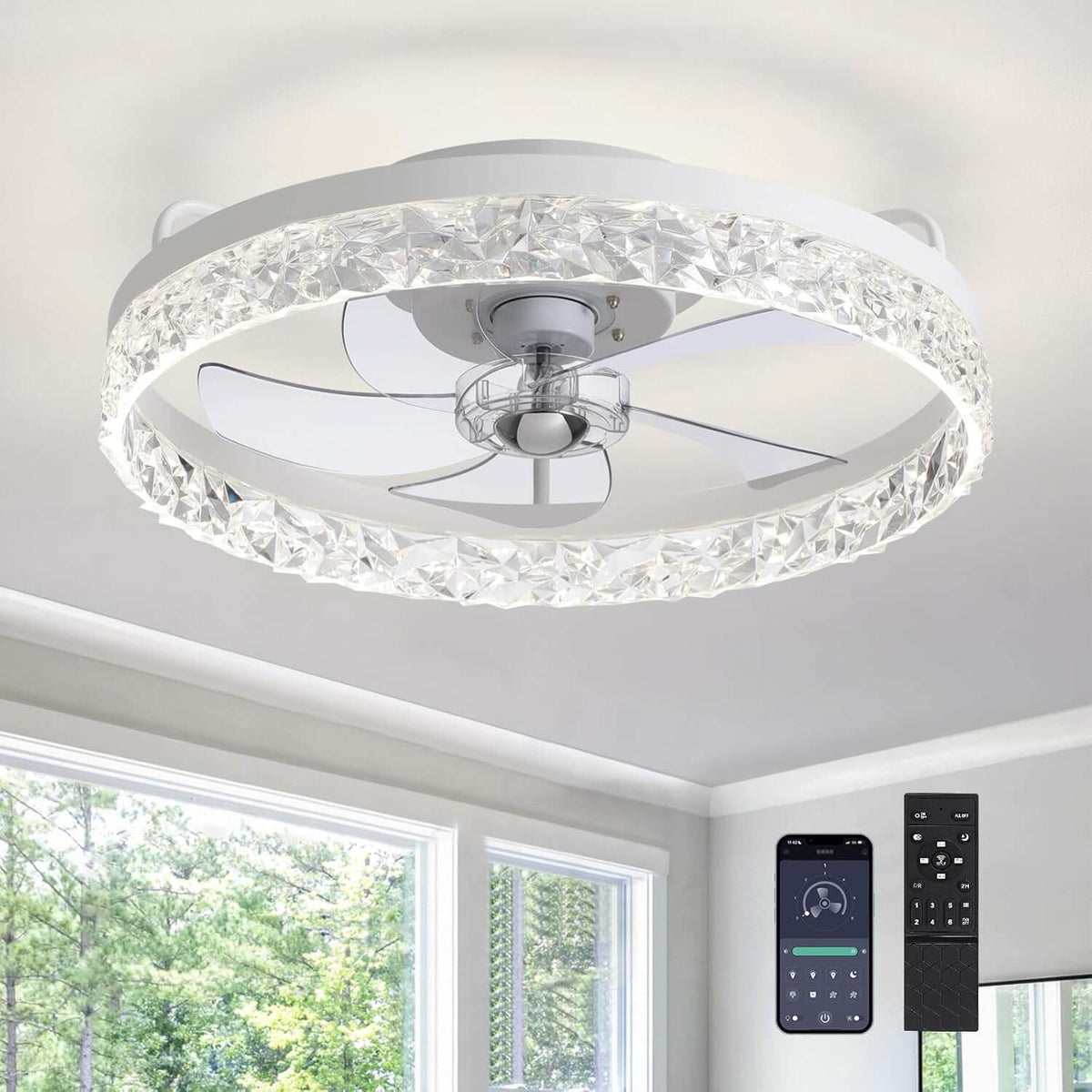 Stylish Black LED Ceiling Fan Light