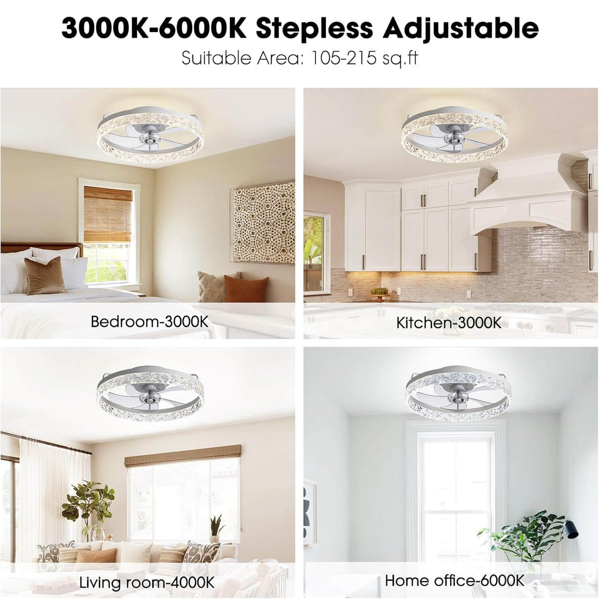 Stylish Black LED Ceiling Fan Light