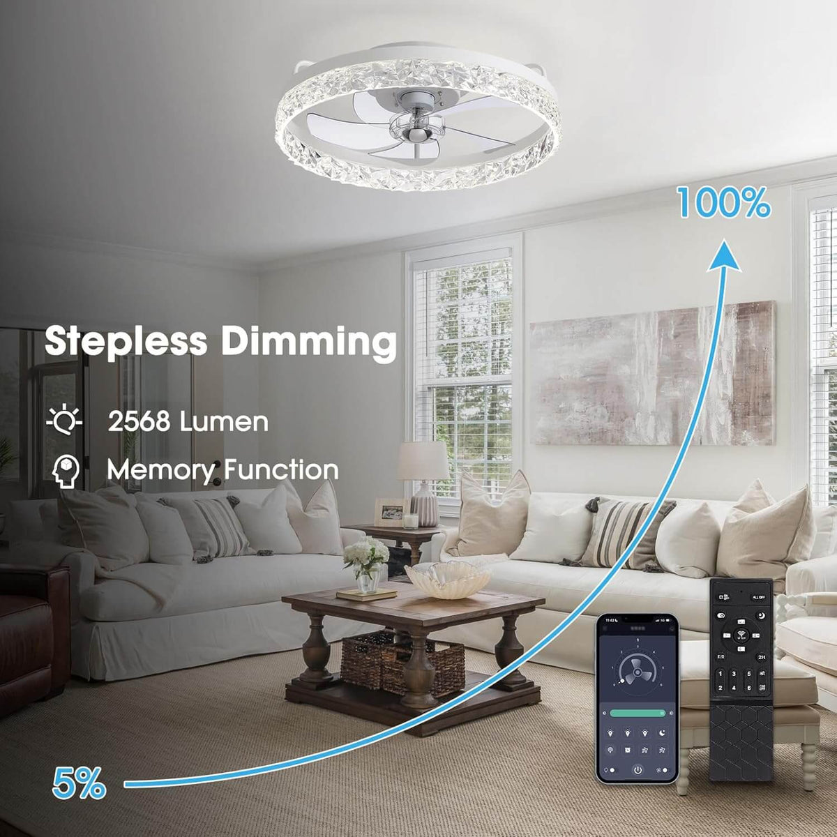 Stylish Black LED Ceiling Fan Light
