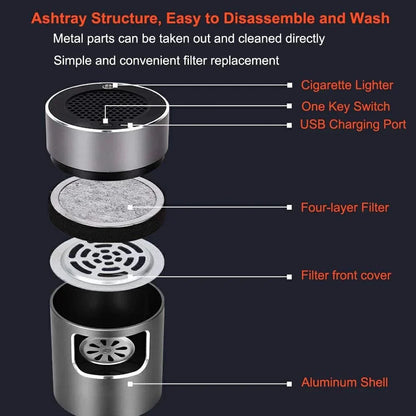 Portable Electric Smokeless Ashtray with HEPA Filter