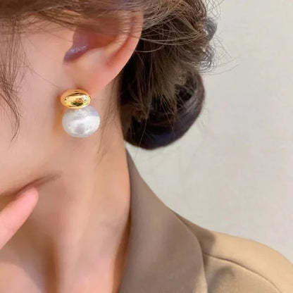 Luxurious Gold Pearl Drop Earrings - Cofik