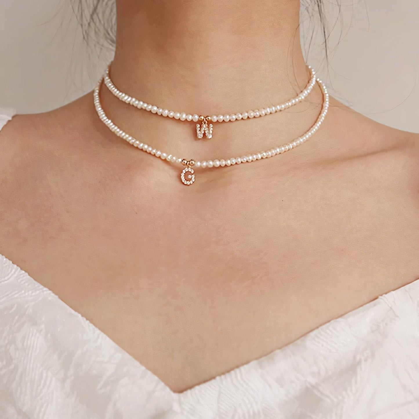 Elegant Pearl Monogram Pendant Necklace - Cofik
