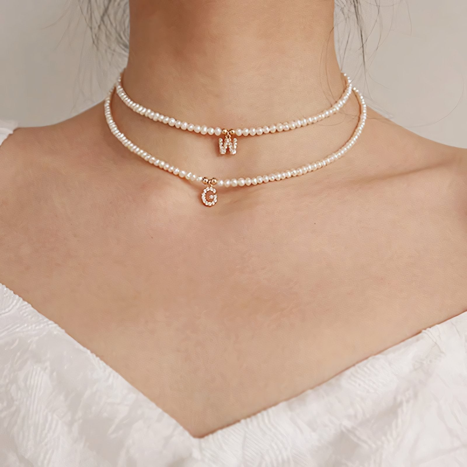 Elegant Pearl Monogram Pendant Necklace - Cofik