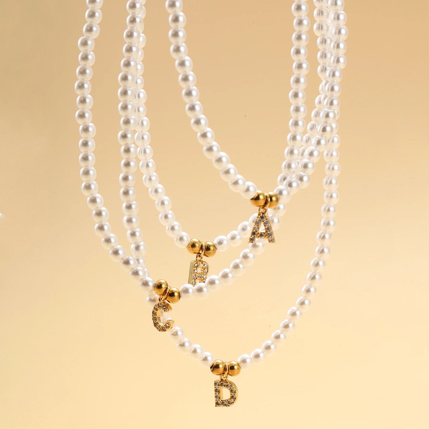Elegant Pearl Monogram Pendant Necklace