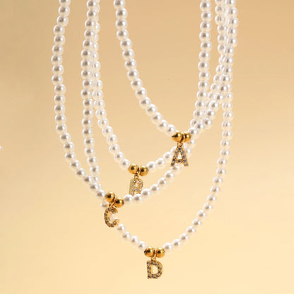 Elegant Pearl Monogram Pendant Necklace