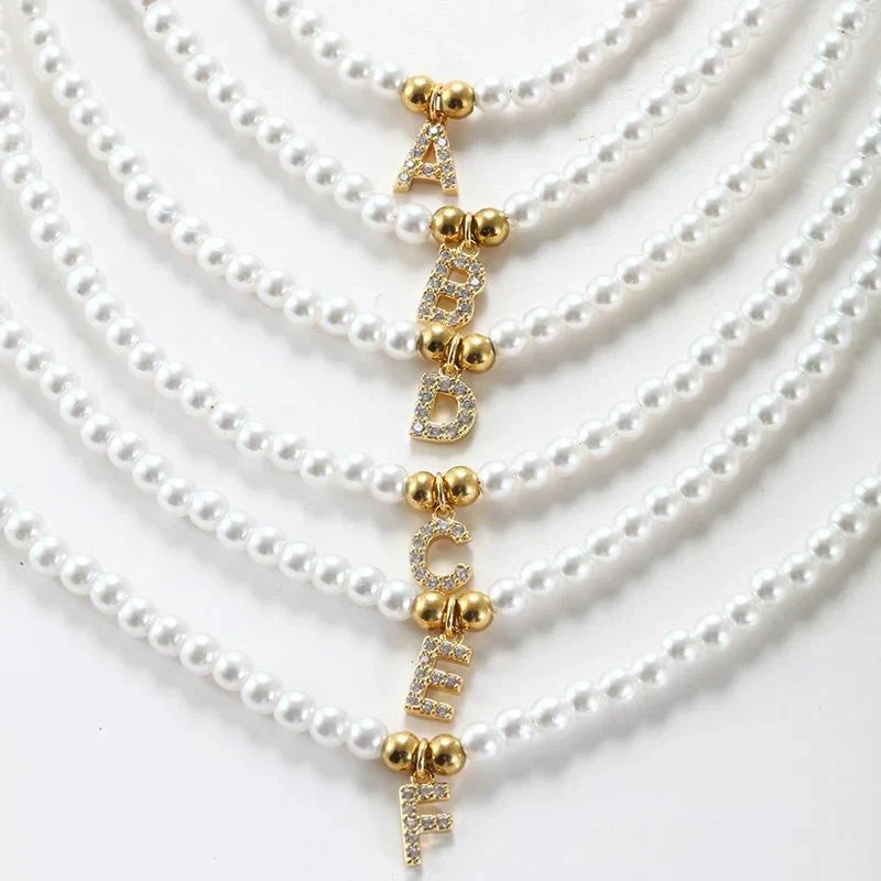 Elegant Pearl Monogram Pendant Necklace