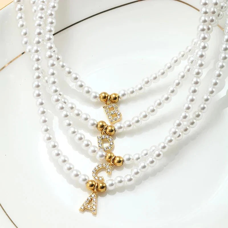 Elegant Pearl Monogram Pendant Necklace