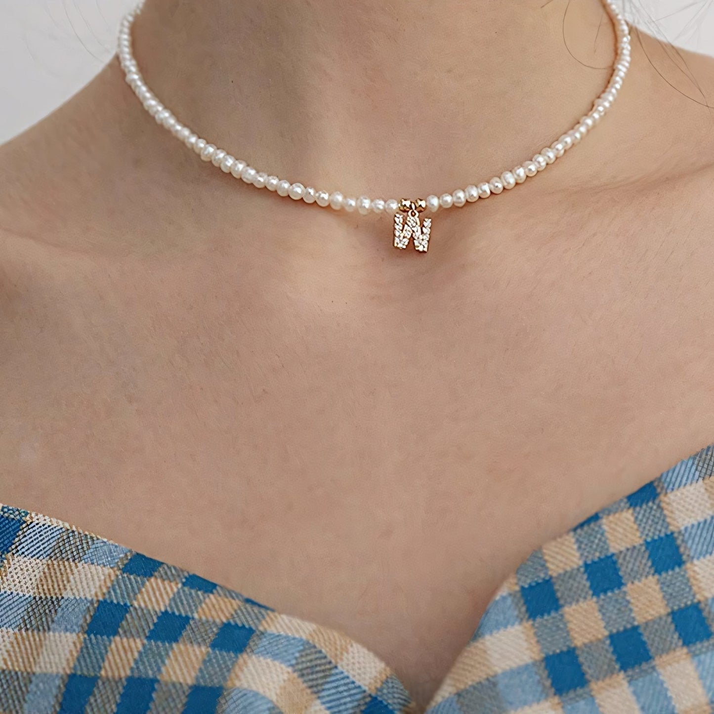Elegant Pearl Monogram Pendant Necklace