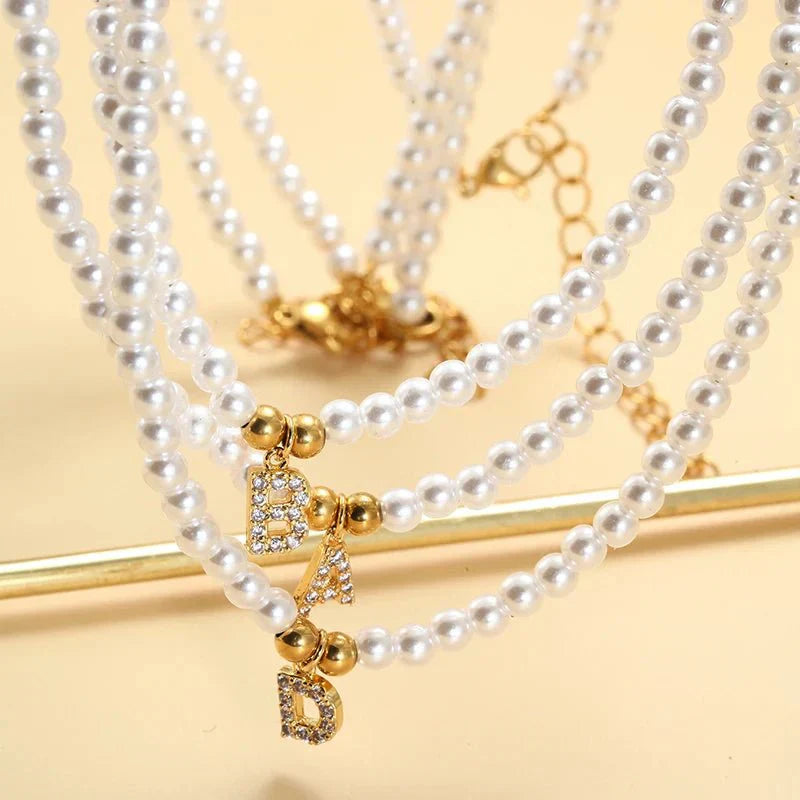 Elegant Pearl Monogram Pendant Necklace