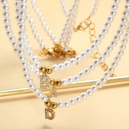 Elegant Pearl Monogram Pendant Necklace