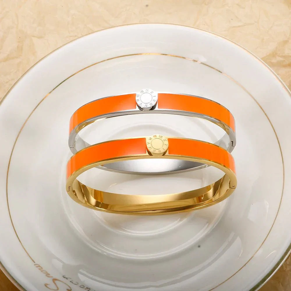 Elegant Roman Numeral Bangle and Ring Set