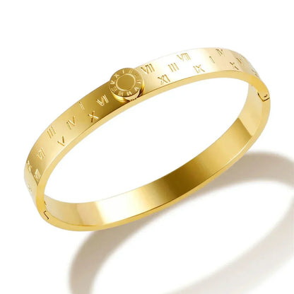 Elegant Roman Numeral Bangle and Ring Set