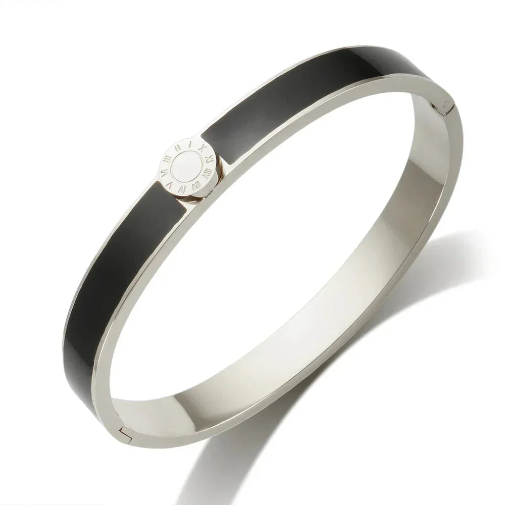 Elegant Roman Numeral Bangle and Ring Set