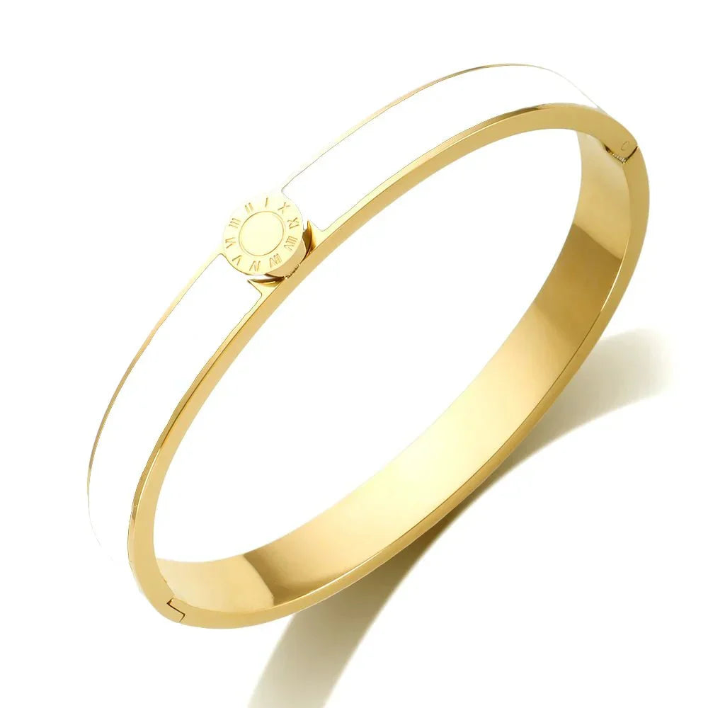 Elegant Roman Numeral Bangle and Ring Set
