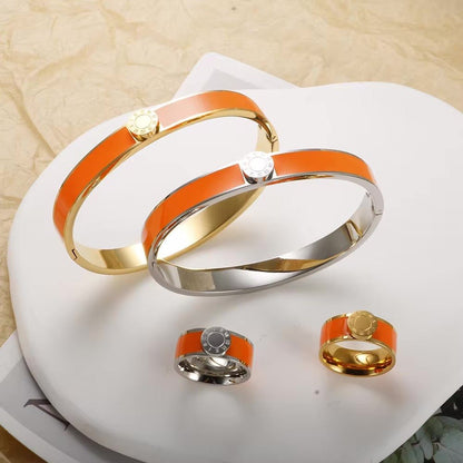 Elegant Roman Numeral Bangle and Ring Set