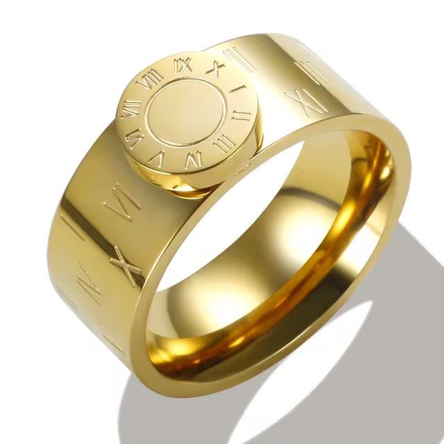 Elegant Roman Numeral Bangle and Ring Set