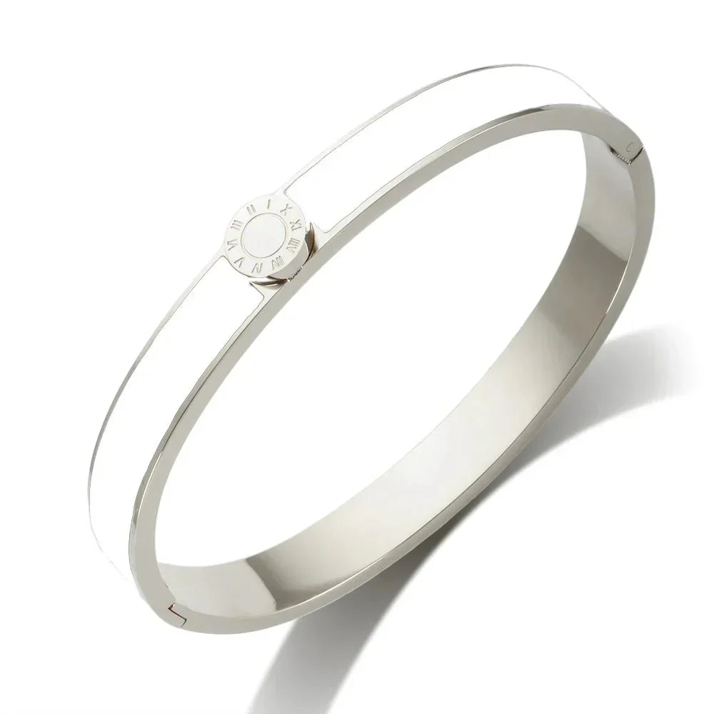 Elegant Roman Numeral Bangle and Ring Set