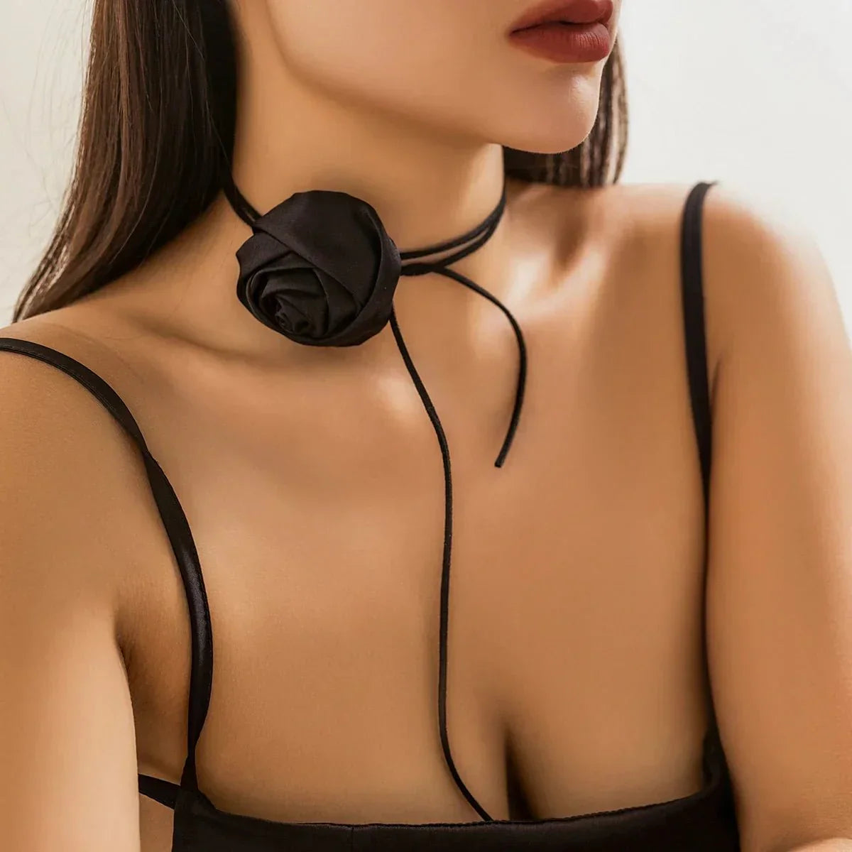 Elegant Pink Flower Choker Necklace