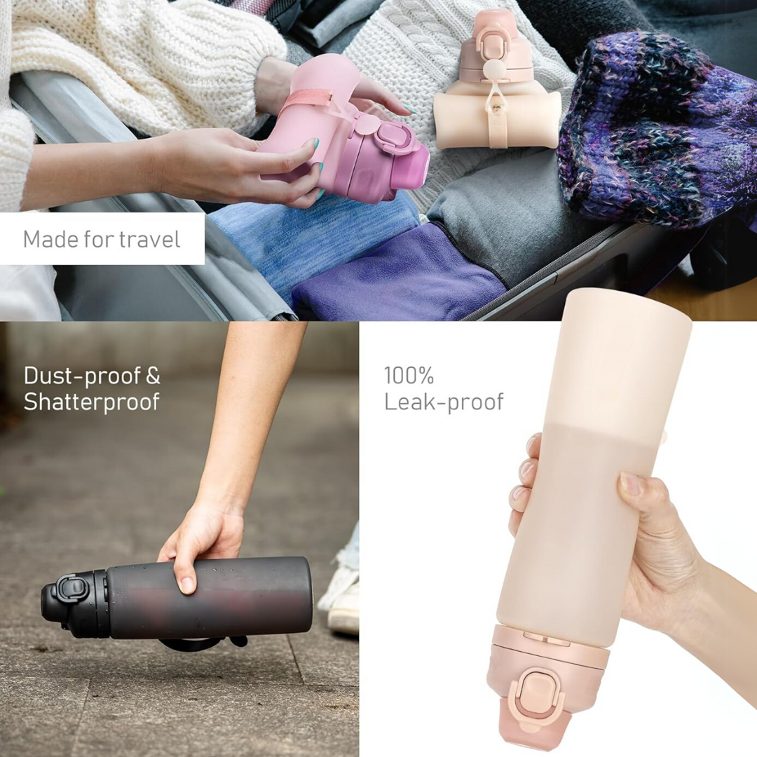 Portable 600ml Folding Silicone Water Bottle