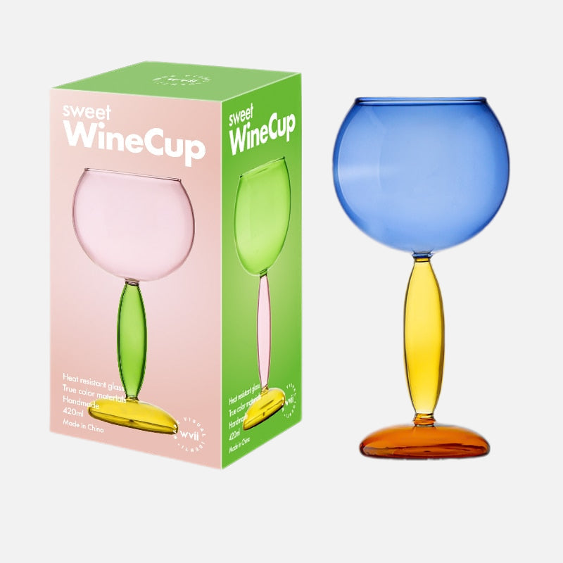 Colorful Glass Chalice and Carafe Set