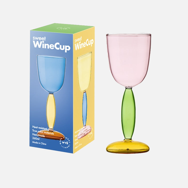 Colorful Glass Chalice and Carafe Set